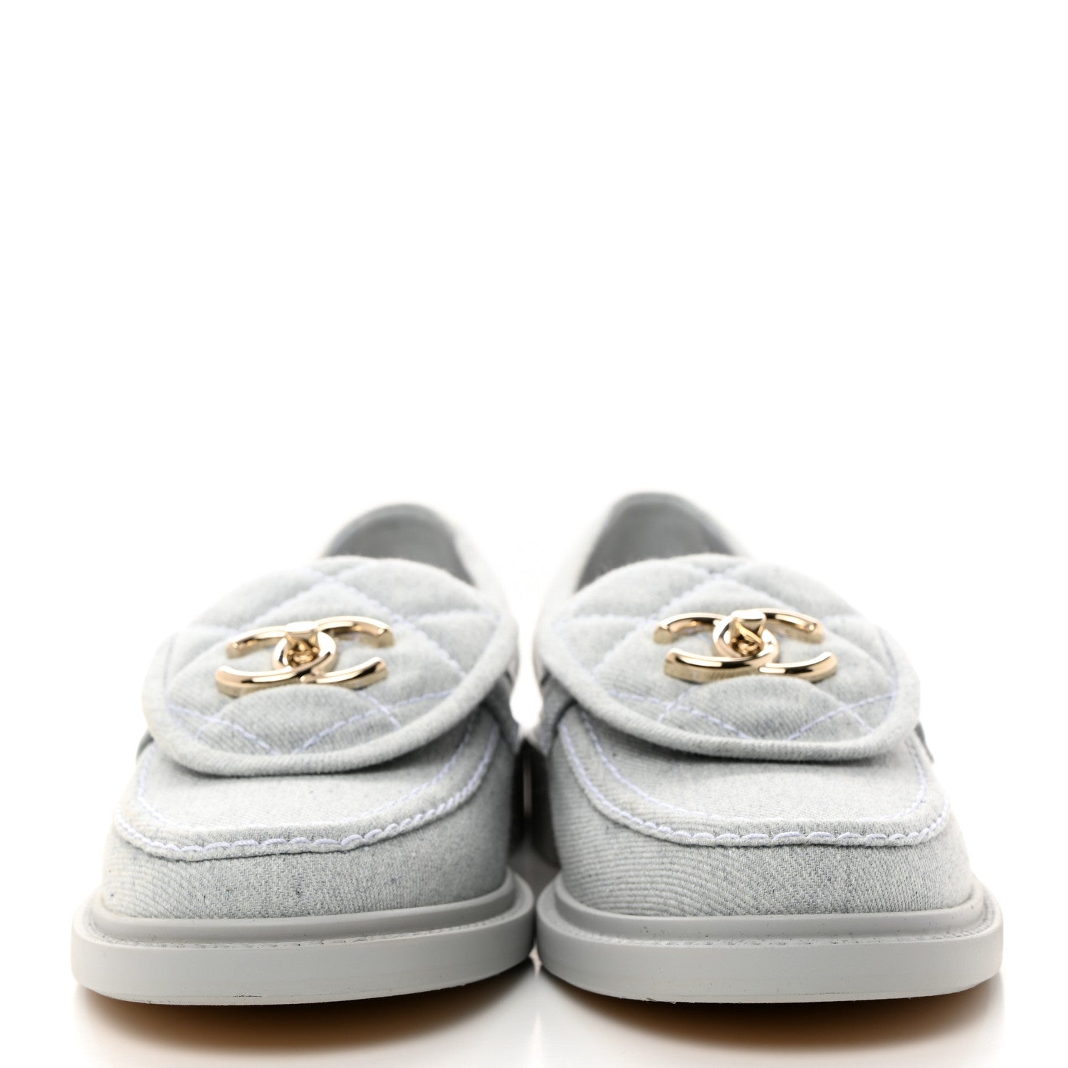 Chanel Denim CC Turnlock Loafers 37 Blue 2 of 9