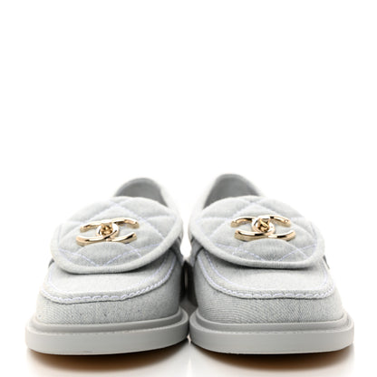 Chanel Denim CC Turnlock Loafers 37 Blue 2 of 9