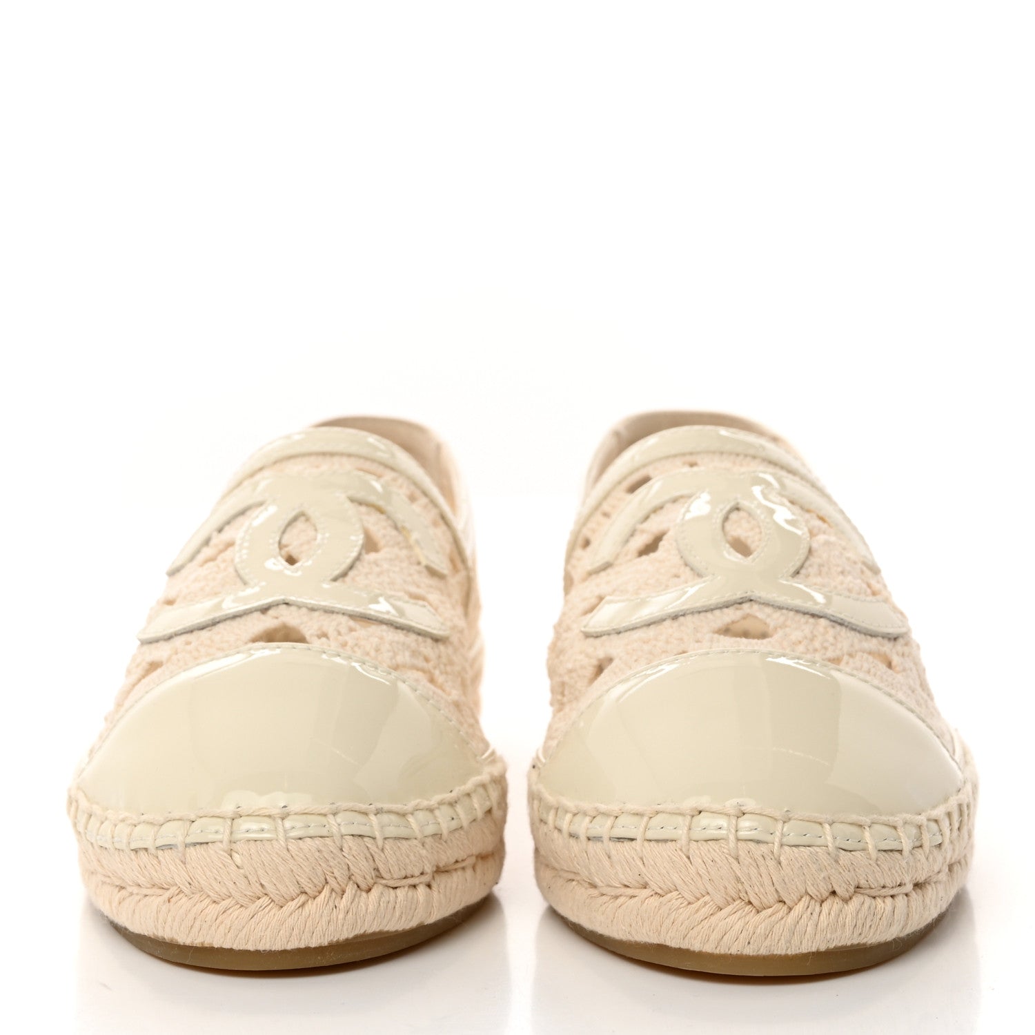 Chanel Macrame Patent CC Espadrilles 37 Beige Ivory 2 of 8