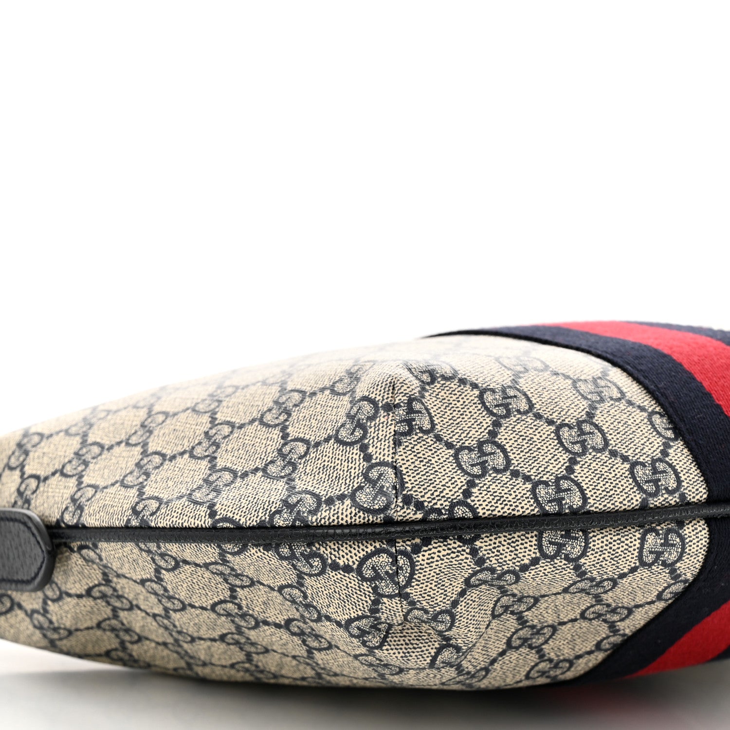 Gucci GG Supreme Monogram Textured Dollar Calfskin Web Small Ophidia Half Moon Hobo Beige Blue 9 of 10