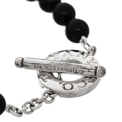 Tiffany Sterling Silver Black Onyx Bead Toggle Bracelet 3 of 4
