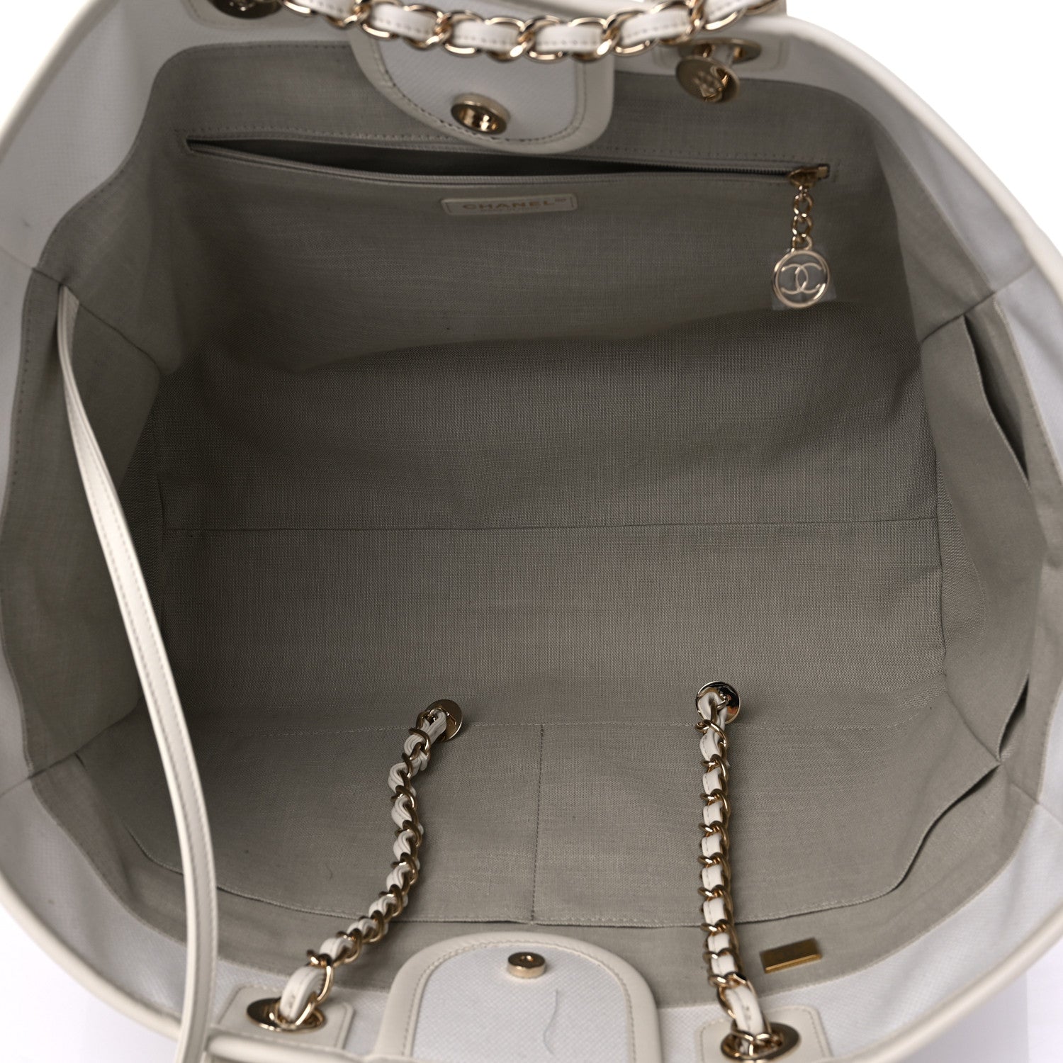 Chanel Cotton Large Deauville Tote White 6 of 13