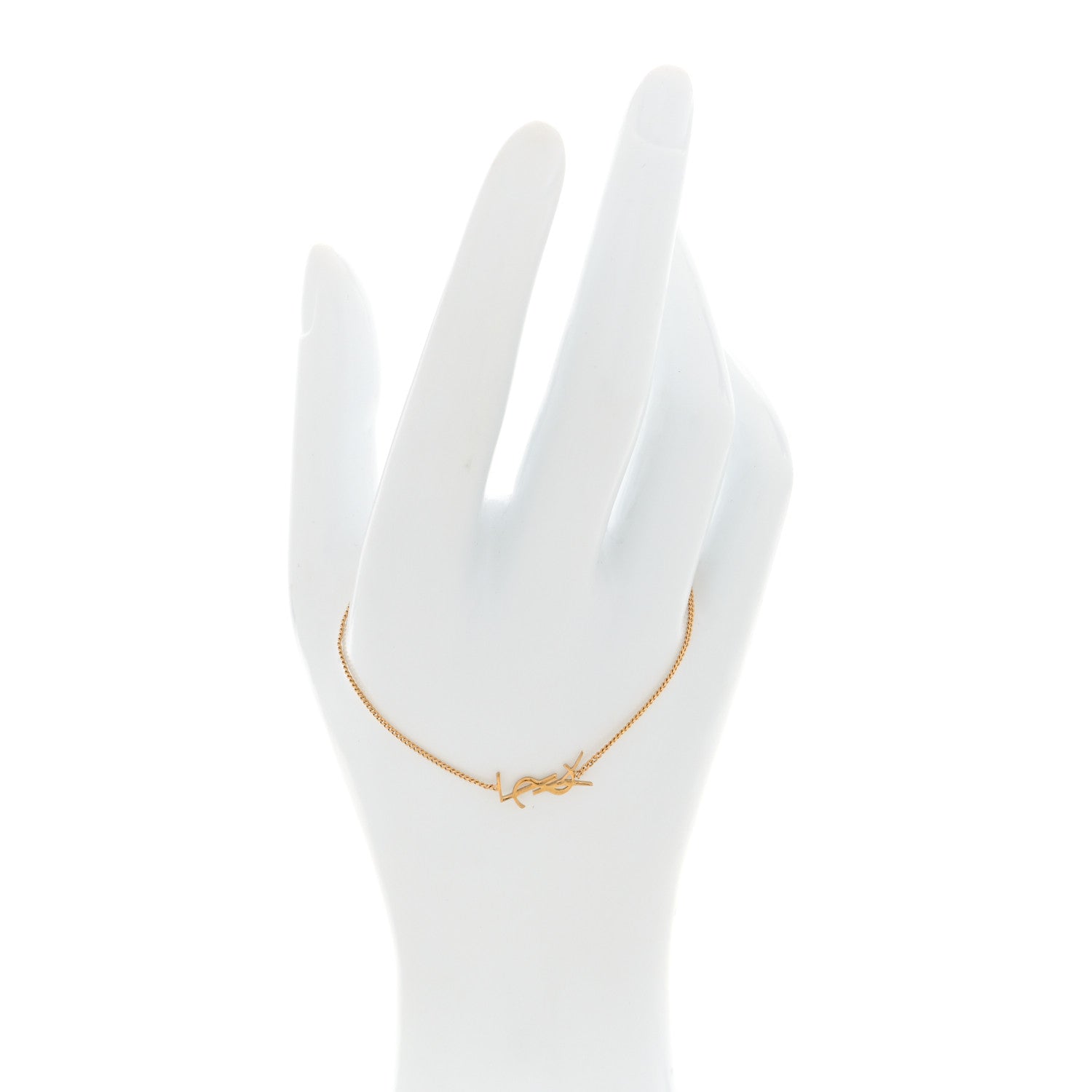 Saint Laurent Brass Monogram Charm Bracelet Gold 2 of 4