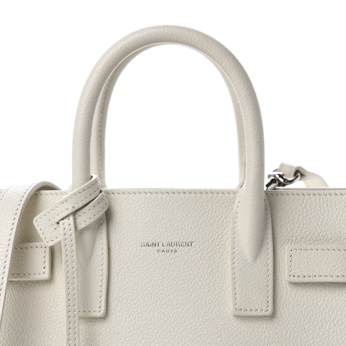 Grained Calfskin Nano Sac de Jour Dove White