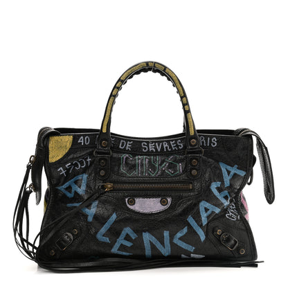 Balenciaga Agneau Graffiti All Over Classic Hardware S City Black Multicolor 1 of 10