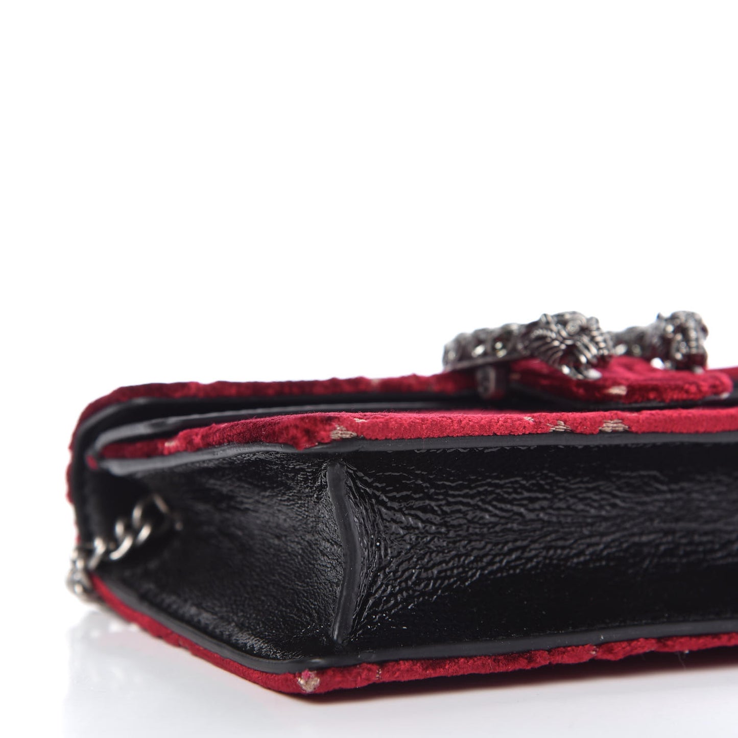 Velvet GG Monogram Super Mini Dionysus Shoulder Bag Red Cipria Black