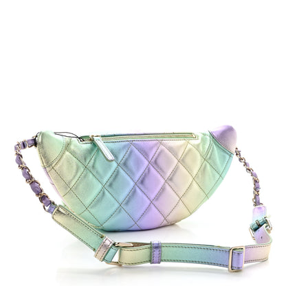Chanel Gradient Metallic Lambskin Quilted Walking Mood Waist Bag Fanny Pack Pink Purple Green 3 of 10