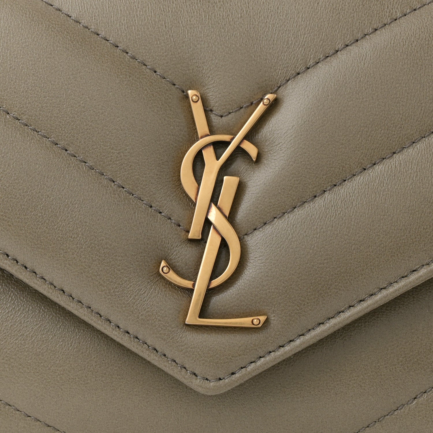 Saint Laurent Lambskin Chevron Quilted Small Loulou Bag Dark Strong Moss 8 of 13