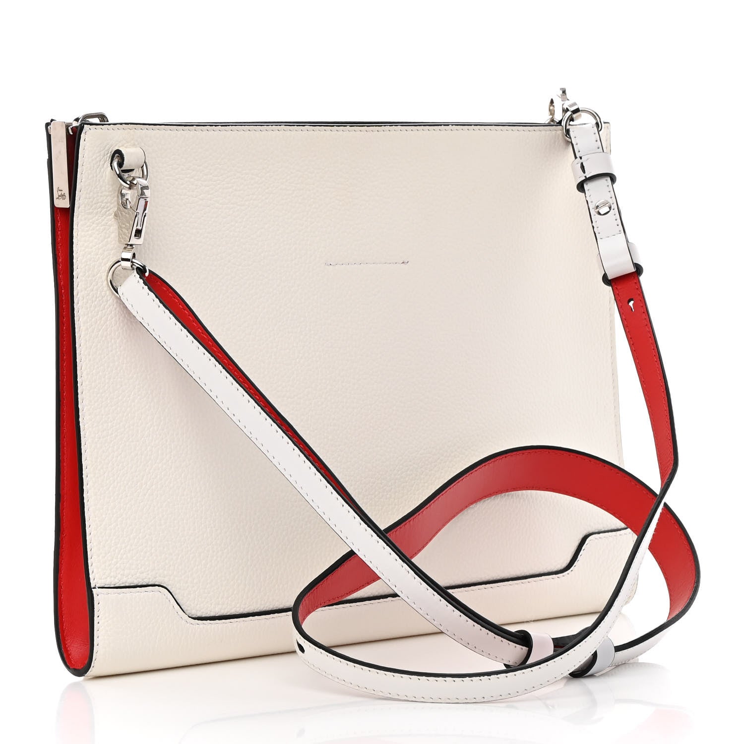 Christian Louboutin Calfskin Studded Skypouch Crossbody Clutch White 3 of 12