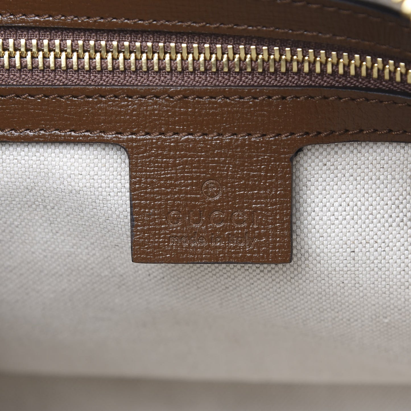 GG Supreme Monogram Azalea Calfskin Small Horsebit 1955 Top Handle Bag Beige Ebony Brown Sugar