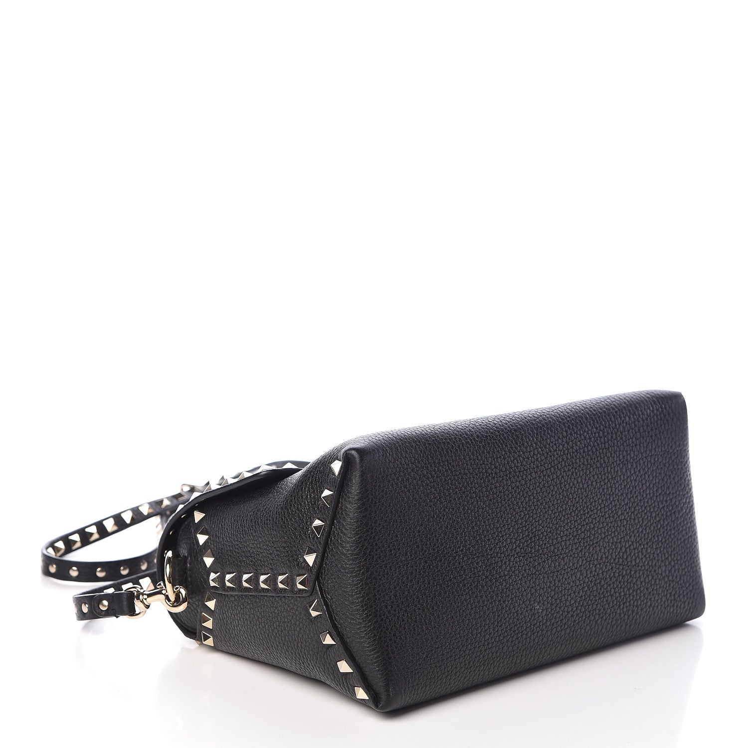 Valentino Garavani Pebbled Calfskin Rockstud Single Handle Flap Bag Black 4 of 9