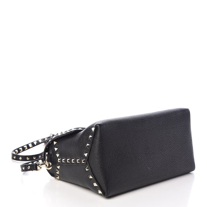 Valentino Garavani Pebbled Calfskin Rockstud Single Handle Flap Bag Black 4 of 9