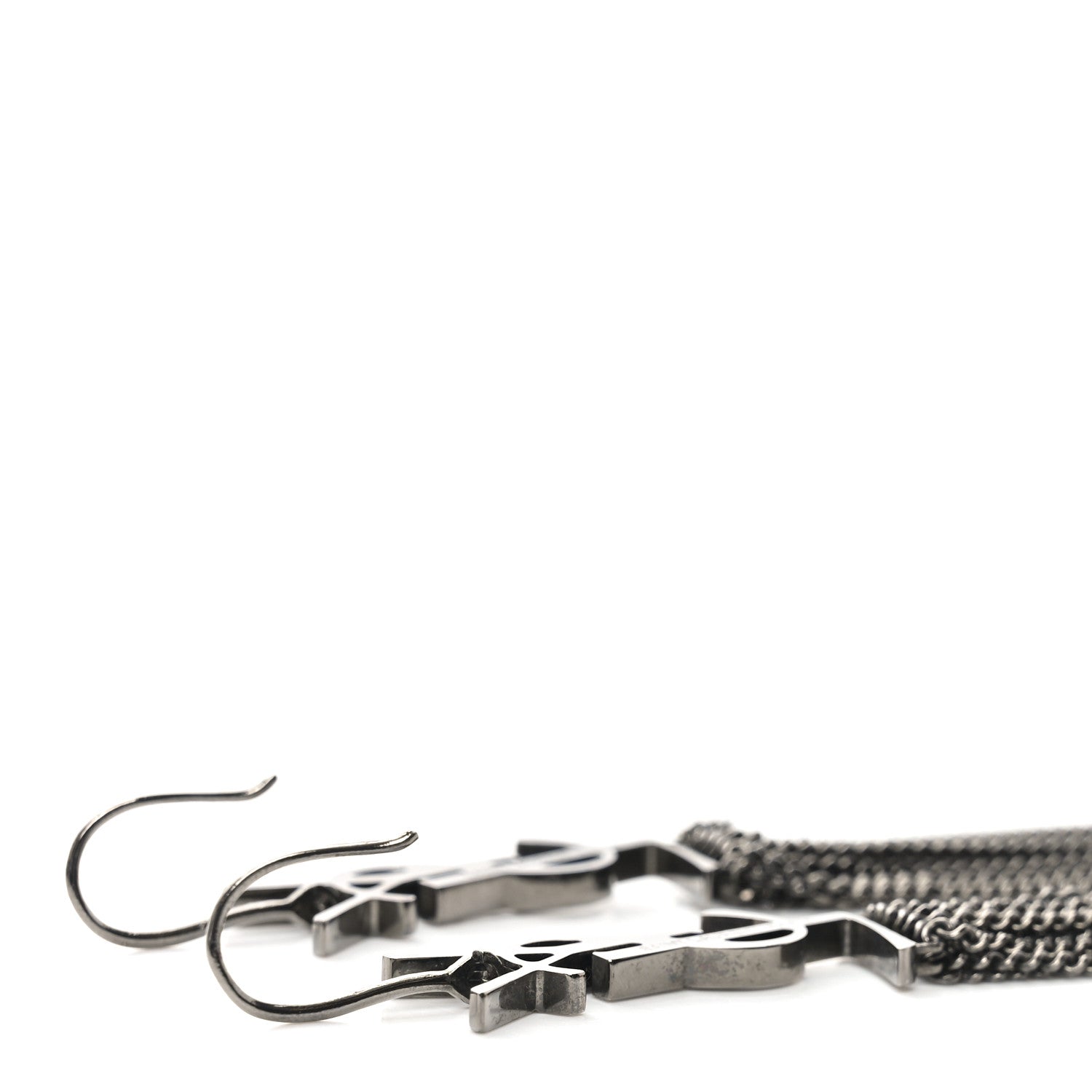 Saint Laurent Brass Monogram Chain Earrings 4 of 4