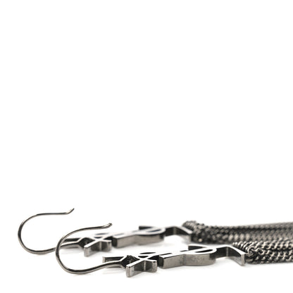 Saint Laurent Brass Monogram Chain Earrings 4 of 4