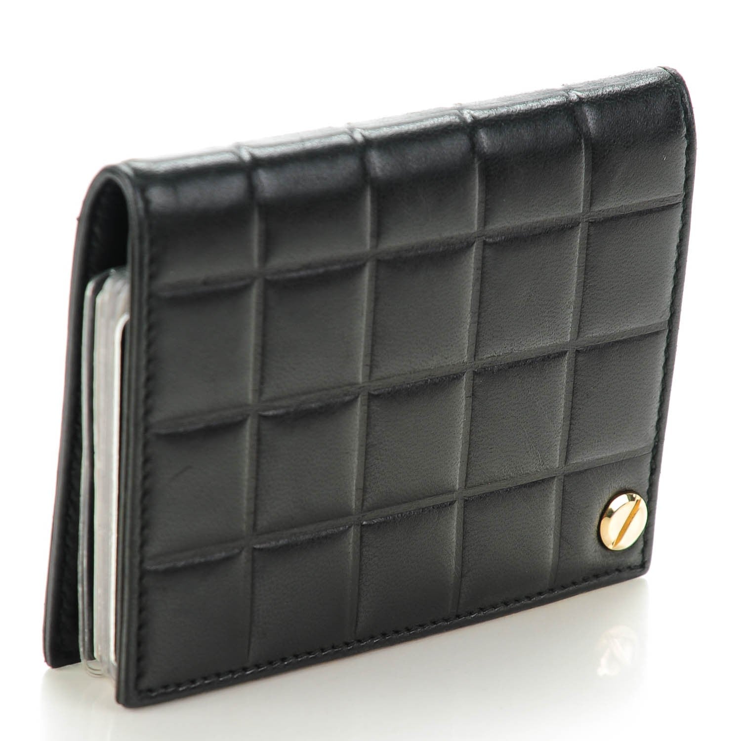 Chanel Lambskin Chocolate Bar Quilted Card Holder Wallet Black 3 of 8