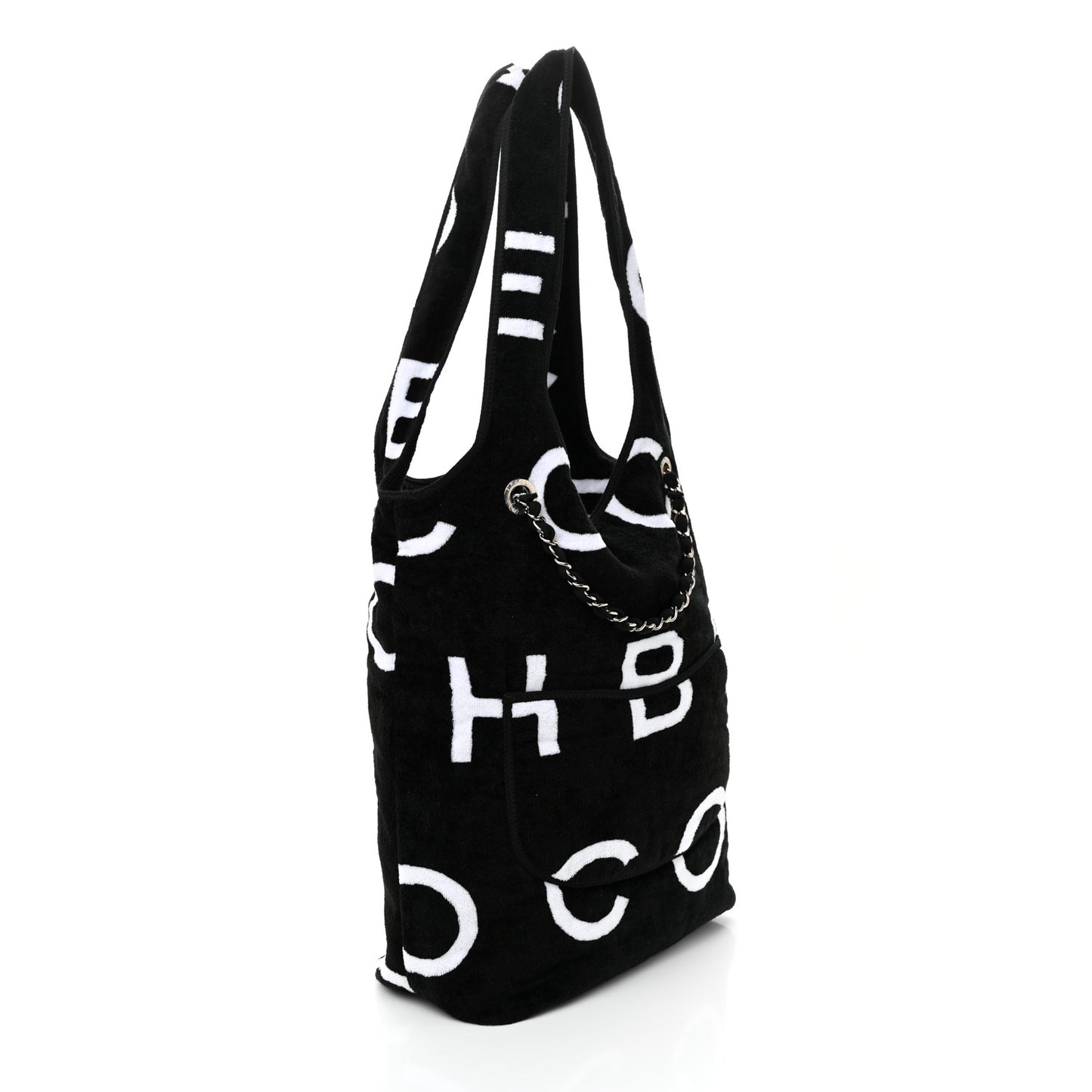 Terry Cotton Logo Beach Hobo Black White