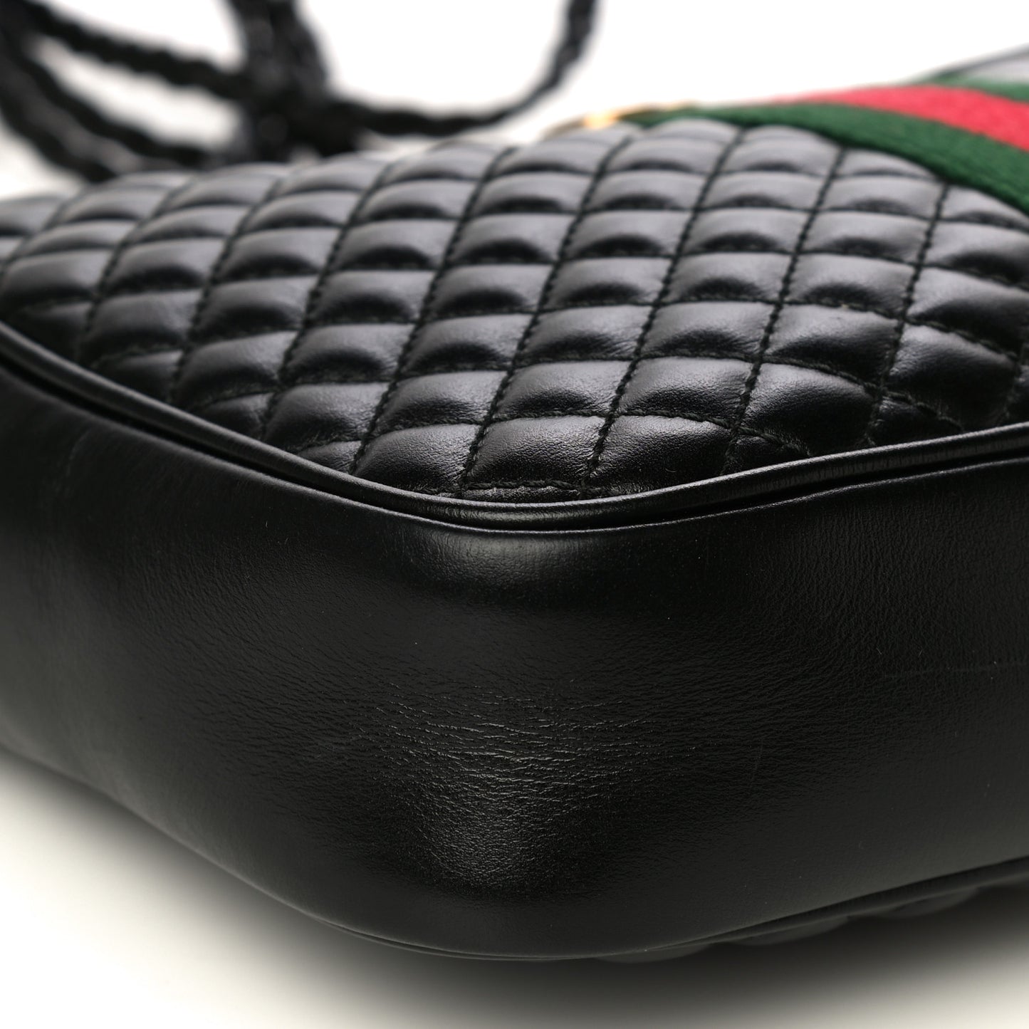 Calfskin Web Trapuntata Small GG Shoulder Bag Black