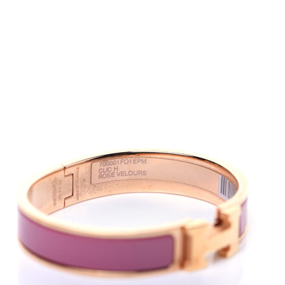 Hermes Enamel Narrow Clic Clac H Bracelet PM Rose Velours 5 of 7