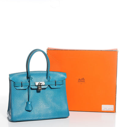 Hermes Chevre de Coromandel Birkin 30 Turquoise 3 of 28
