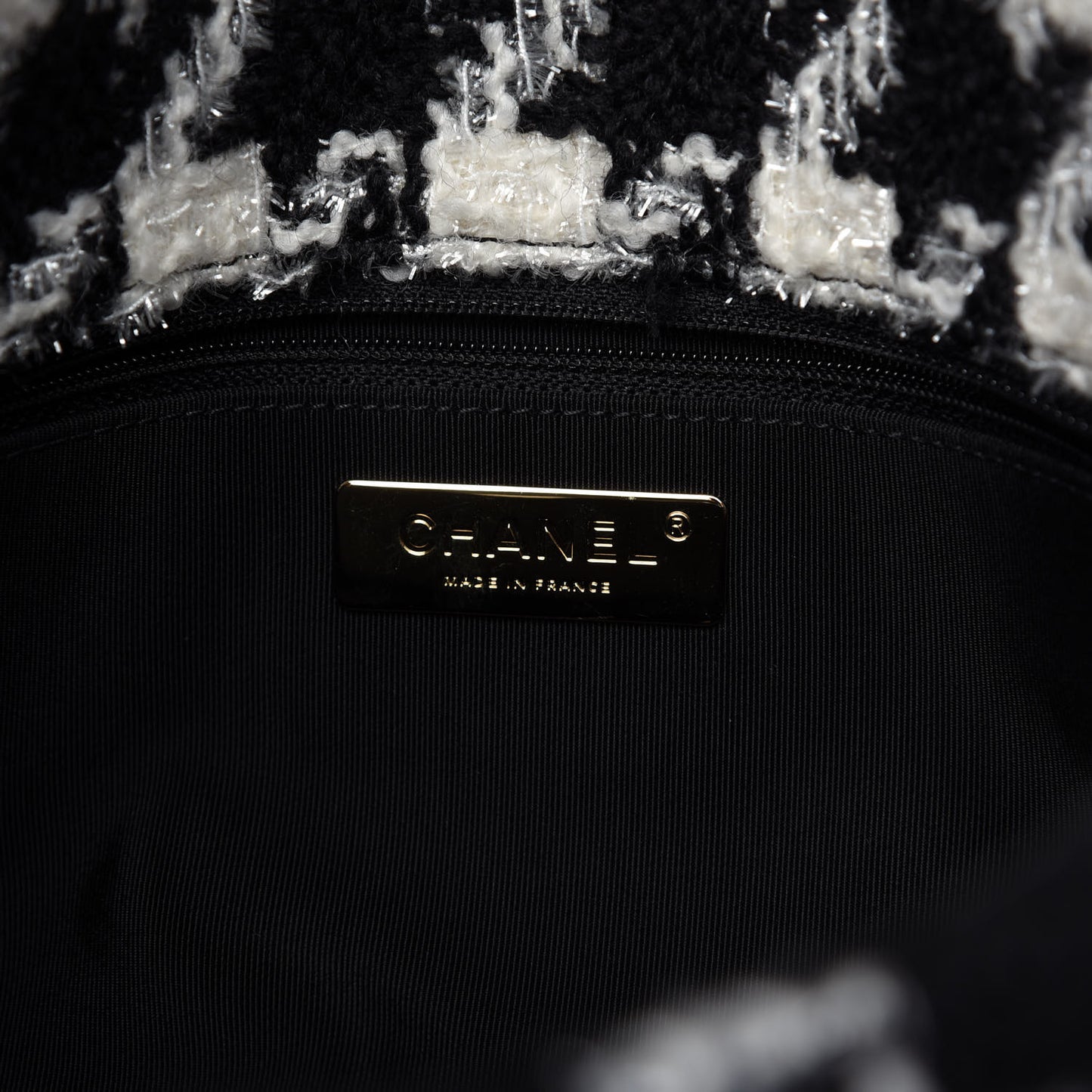 Tweed Quilted Large Chanel 19 Flap Black Ecru White
