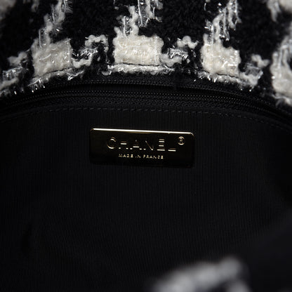 Chanel Tweed Quilted Large Chanel 19 Flap Black Ecru White 8 of 10