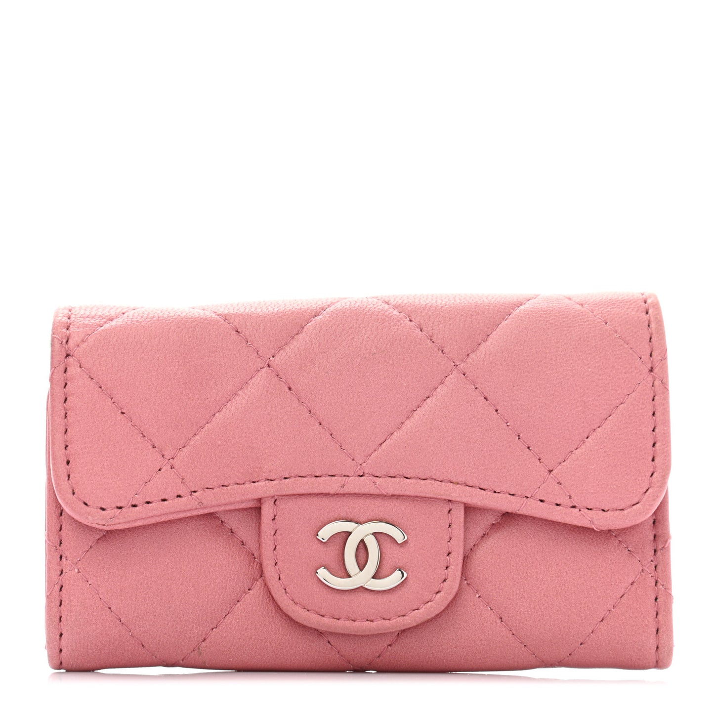 Lambskin Quilted 6 Key Holder Pink