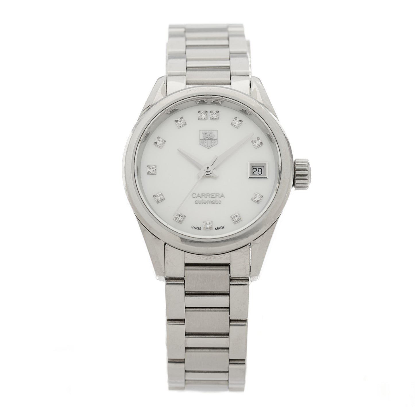 Stainless Steel Diamond Mother of Pearl 29mm Carrera Lady Automatic Watch WAR2414