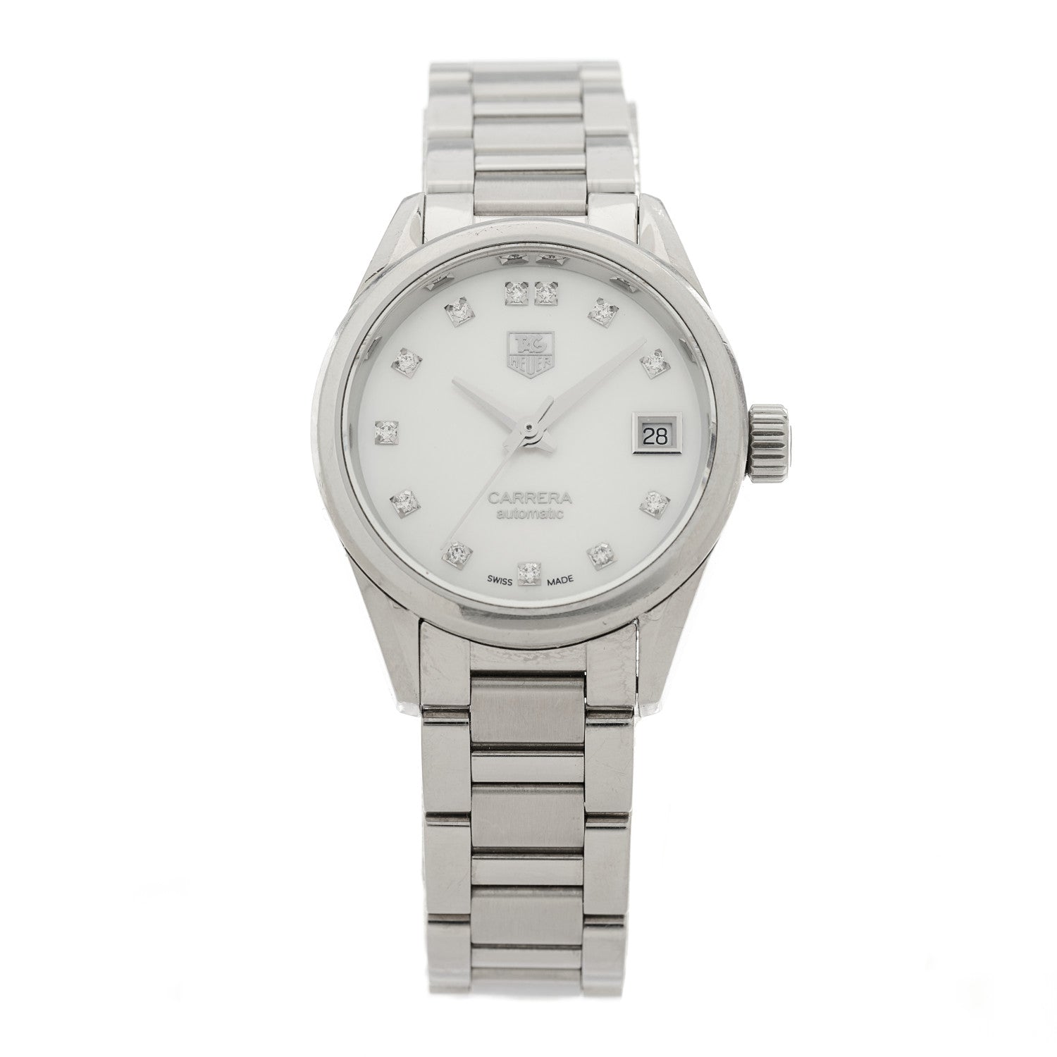Tag Heuer Stainless Steel Diamond Mother of Pearl 29mm Carrera Lady Automatic Watch WAR2414 1 of 5