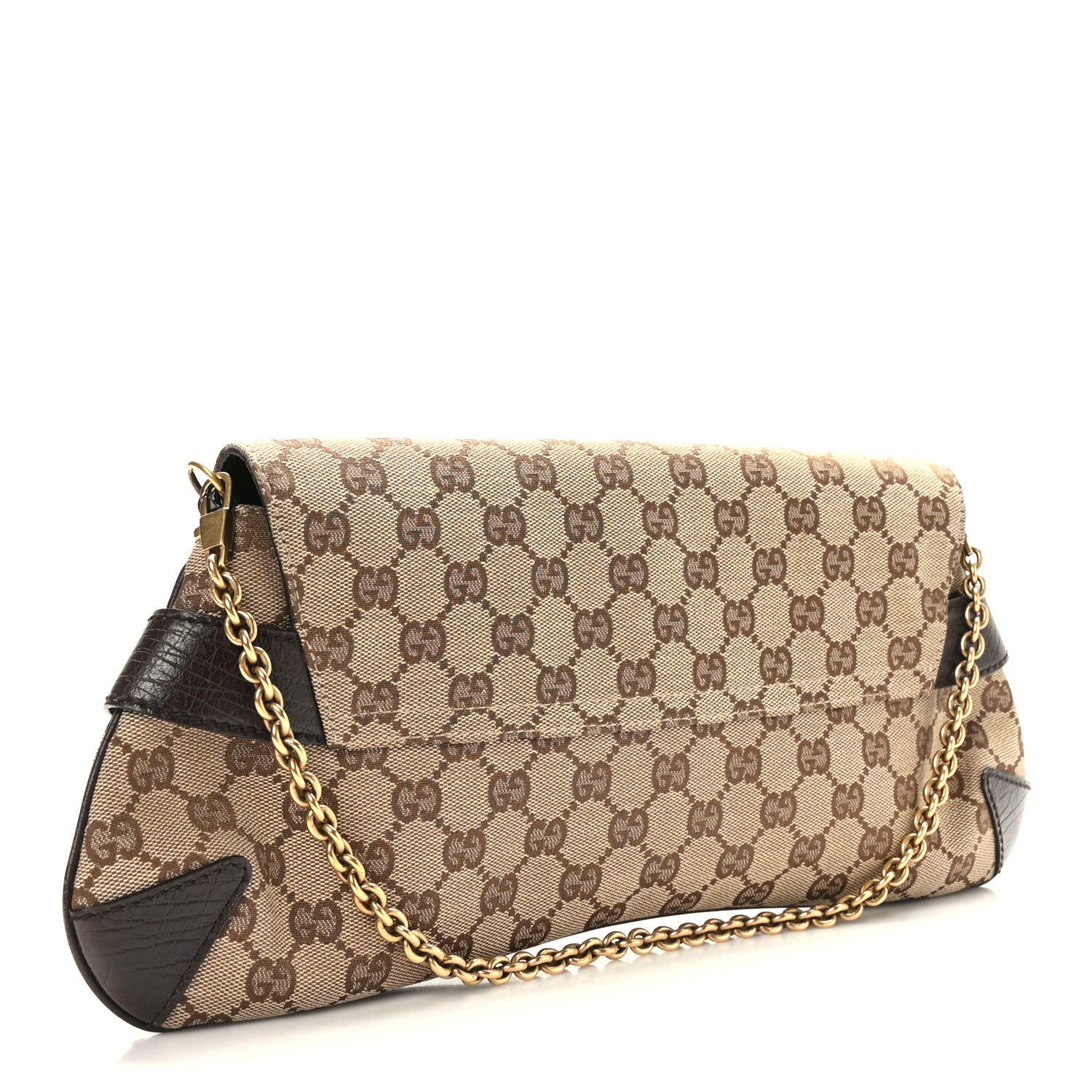 Gucci Monogram Horsebit Clutch Dark Brown 3 of 9