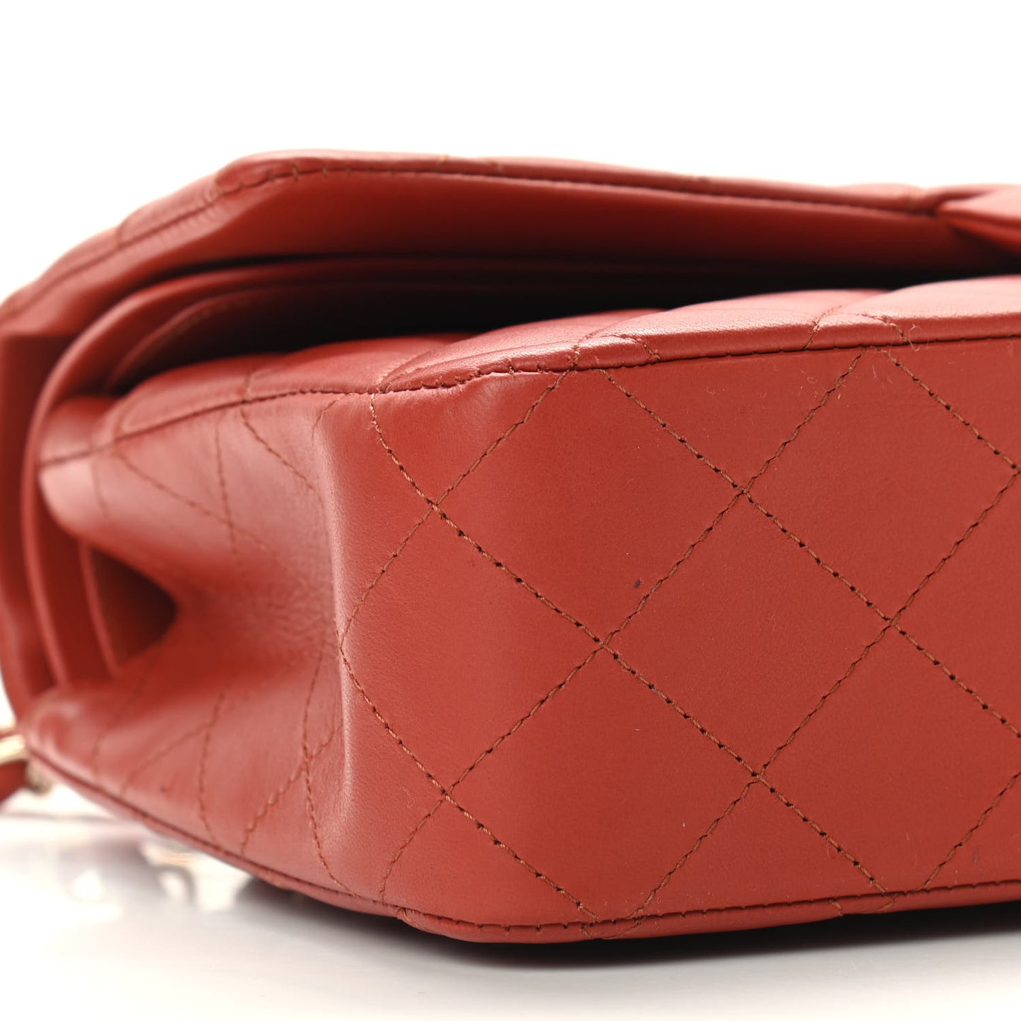 Lambskin Quilted Medium Double Flap Brown