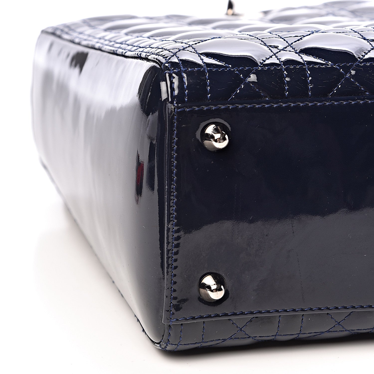 Christian Dior Patent Cannage Large Lady Dior Navy Blue 8 of 11