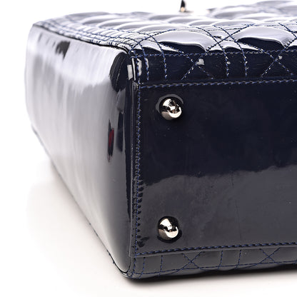 Christian Dior Patent Cannage Large Lady Dior Navy Blue 8 of 11