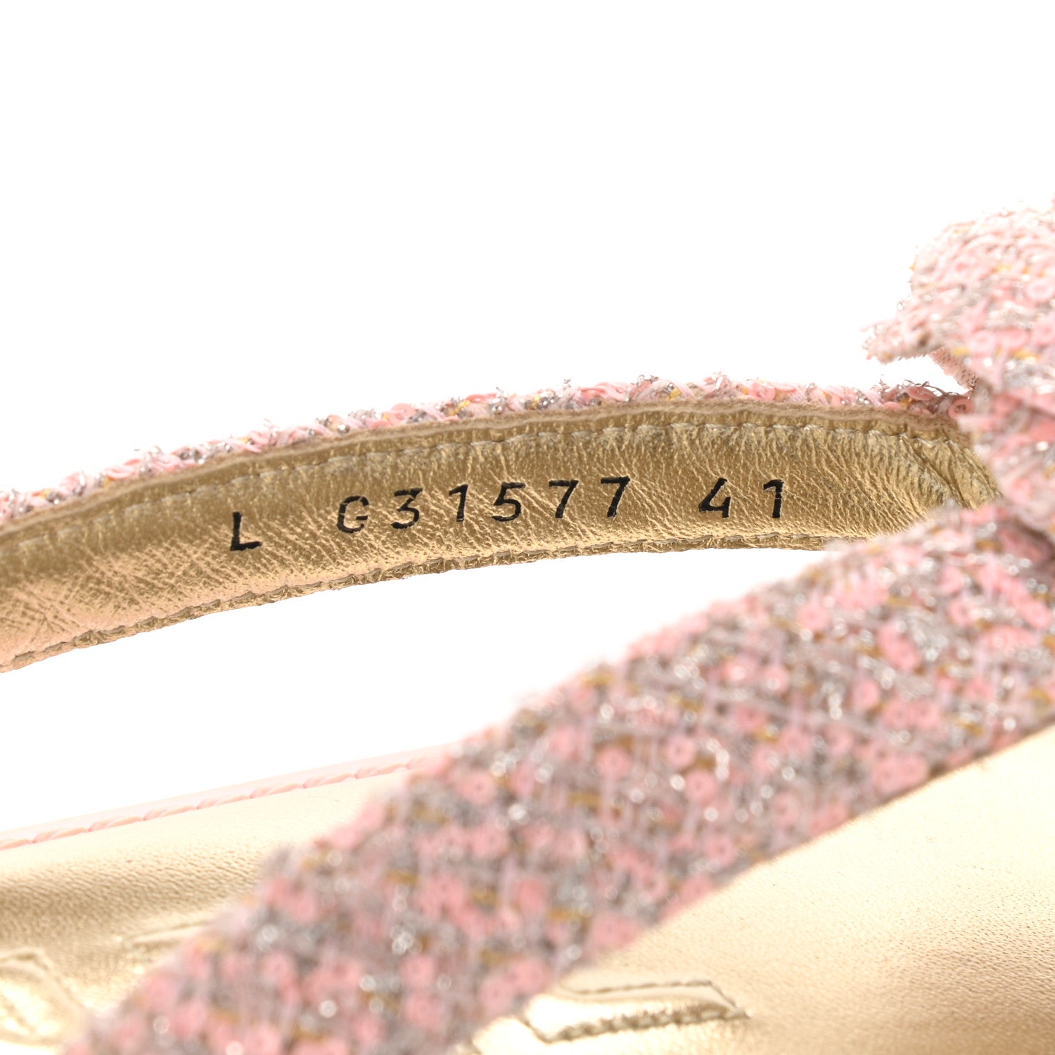 Chanel Tweed Quilted Camellia Thong Sandals 41 Salmon Apricot Gold 8 of 10