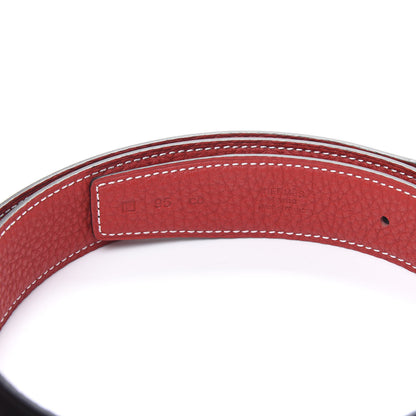 Hermes Box Togo 32mm H Belt 95 Black Rouge Casaque 3 of 6