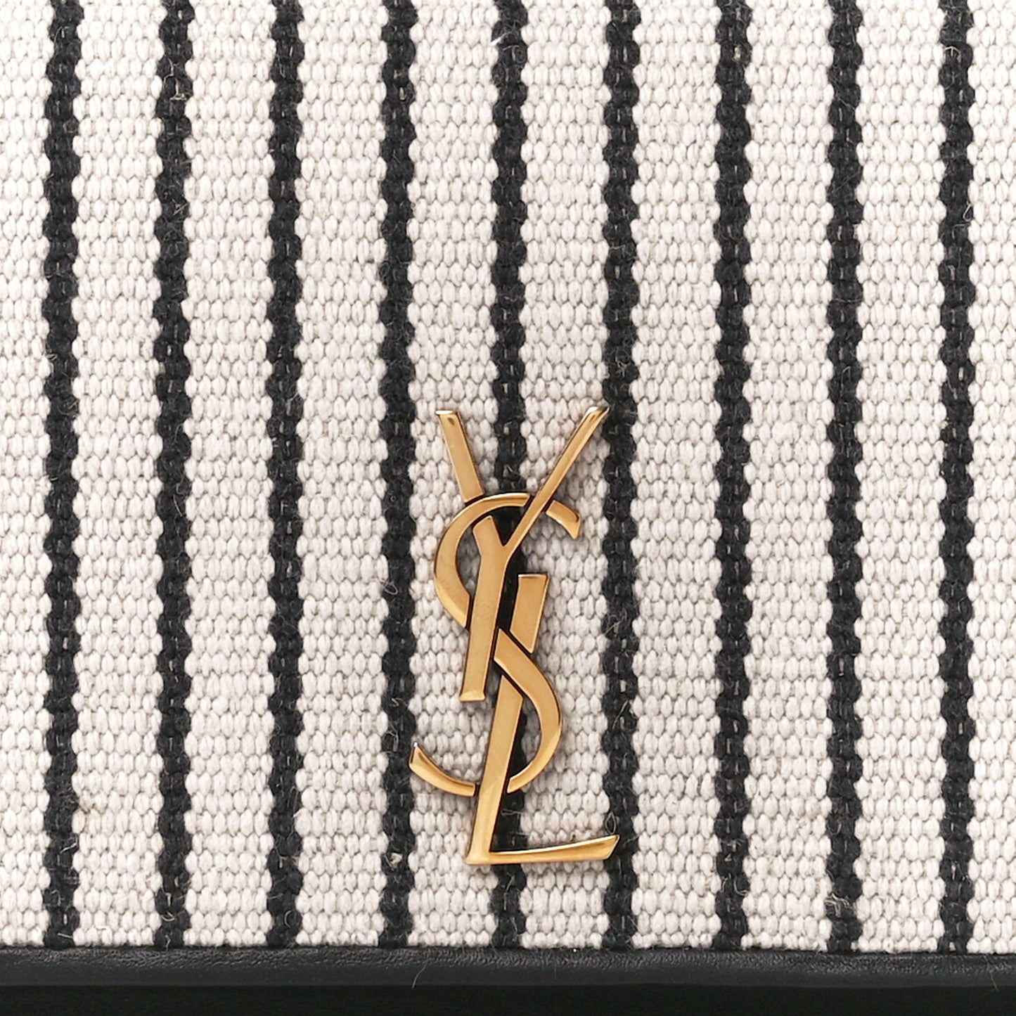 Canvas Striped Phone Holder Crossbody Beige Black