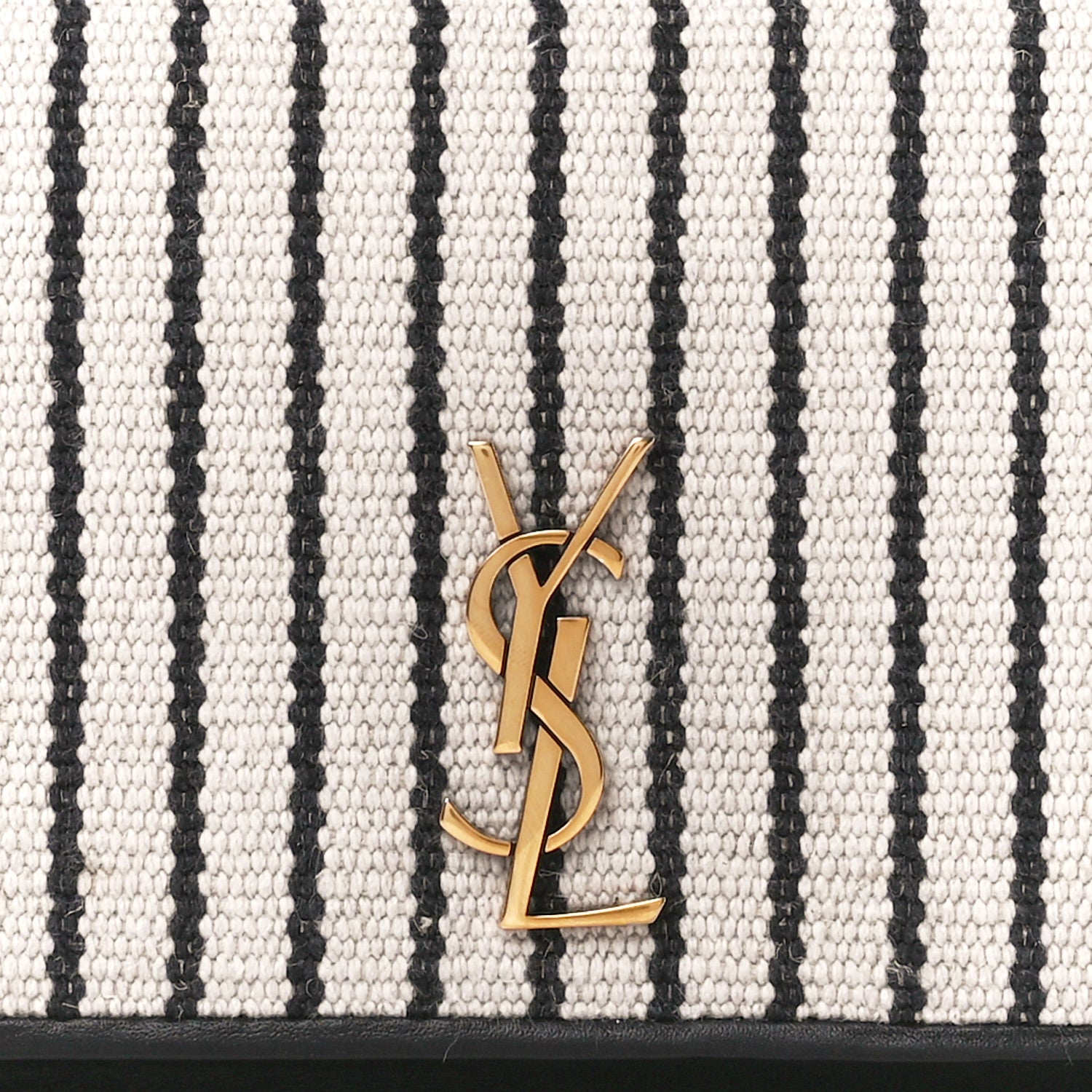 Saint Laurent Canvas Striped Phone Holder Crossbody Beige Black 8 of 10
