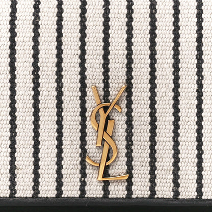 Saint Laurent Canvas Striped Phone Holder Crossbody Beige Black 8 of 10