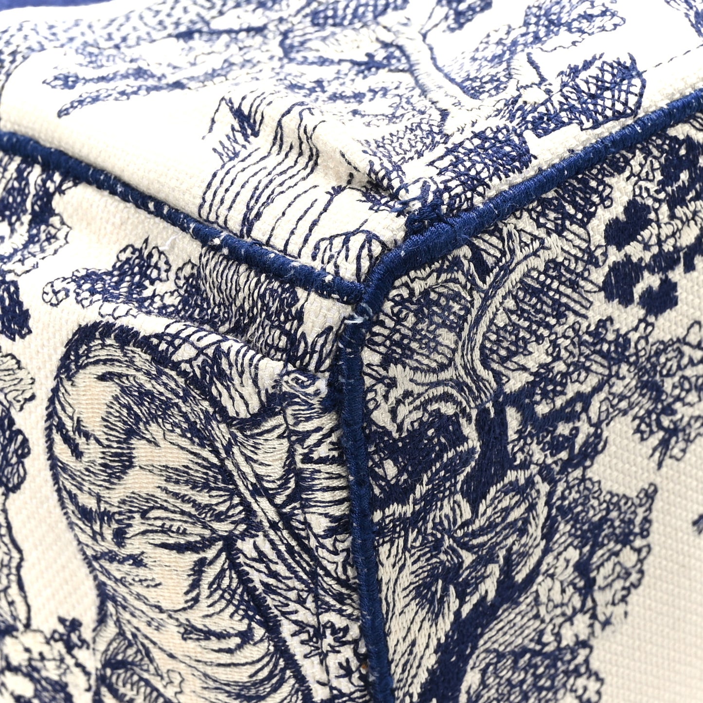 Canvas Embroidered Toile De Jouy Catherine Tote Blue