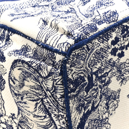 Christian Dior Canvas Embroidered Toile De Jouy Catherine Tote Blue 8 of 12