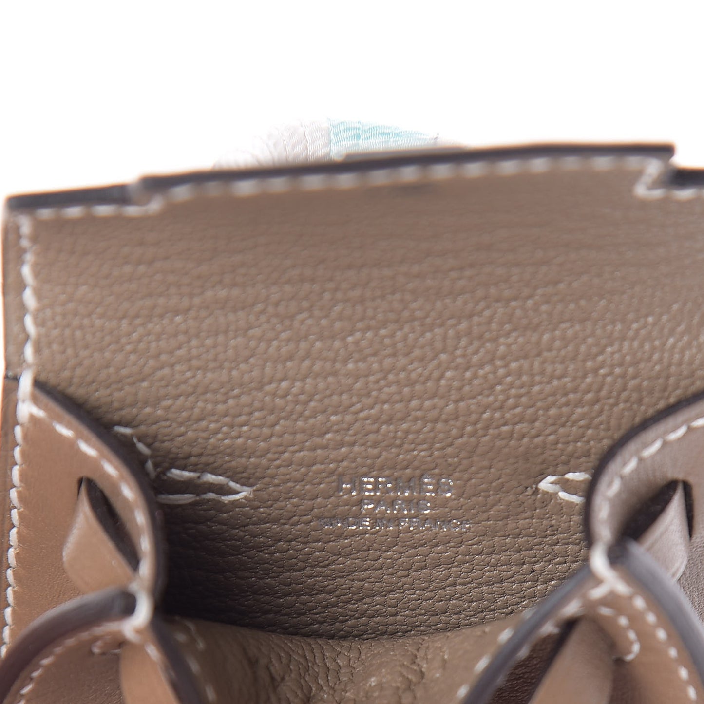 Tadelakt Mini Kelly Twilly Bag Charm Etoupe