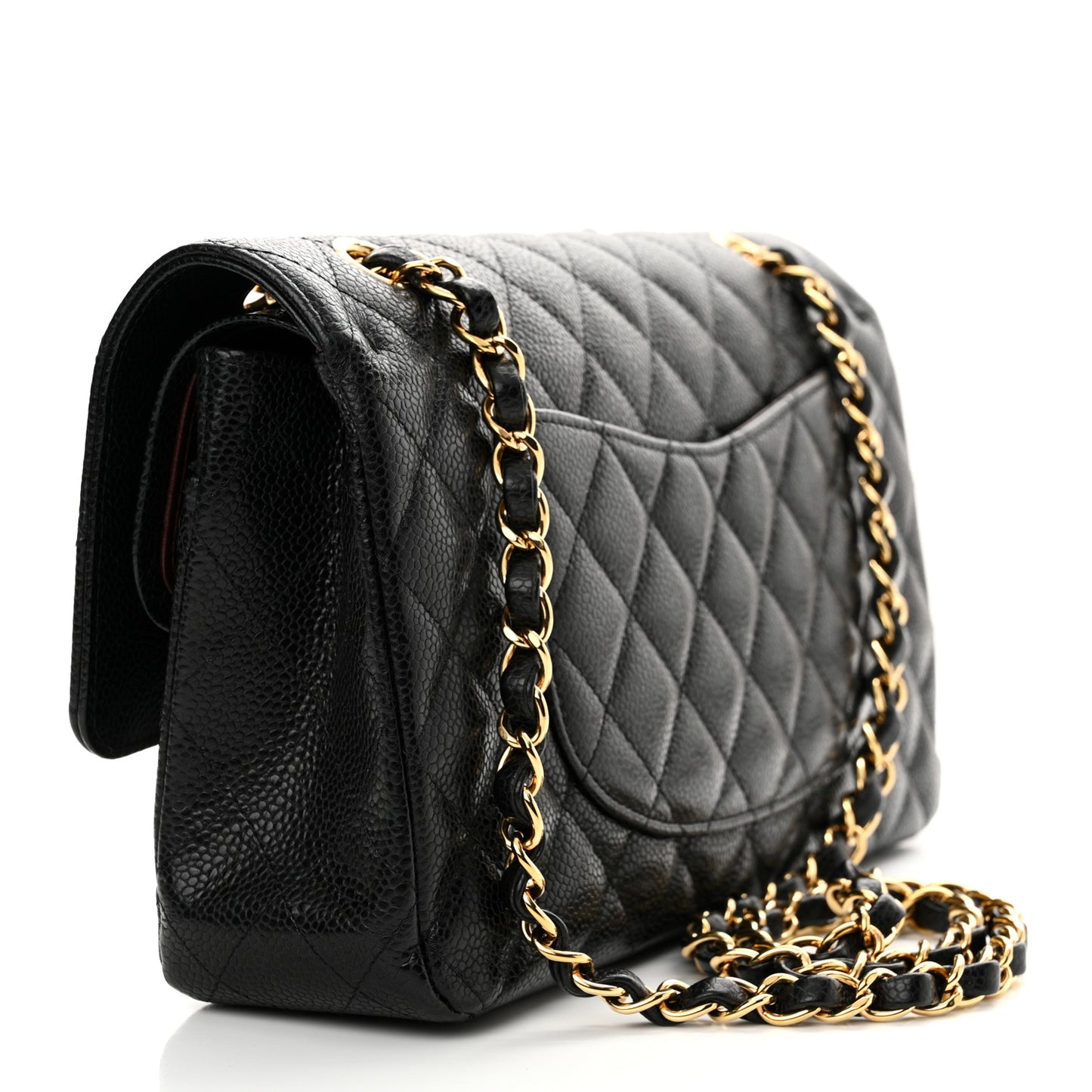 Caviar Quilted Medium Double Flap Black