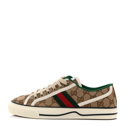 Gucci GG Monogram Web Womens 1977 Tennis Sneakers 38 Beige Ebony Mystic White 1 of 8