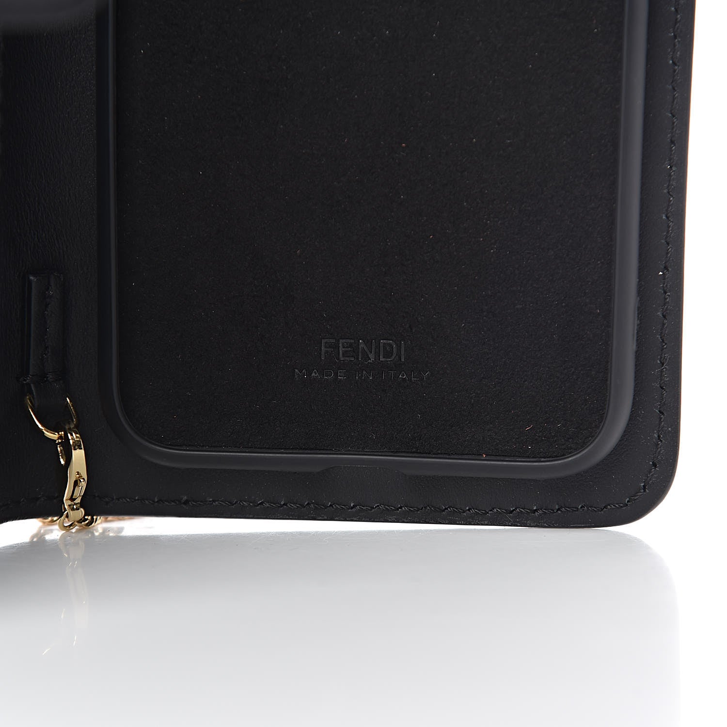Fendi Vitello Century Glazed Fabric FF 1974 Baguette IPhone X Crossbody Black Mogano Panna 7 of 9