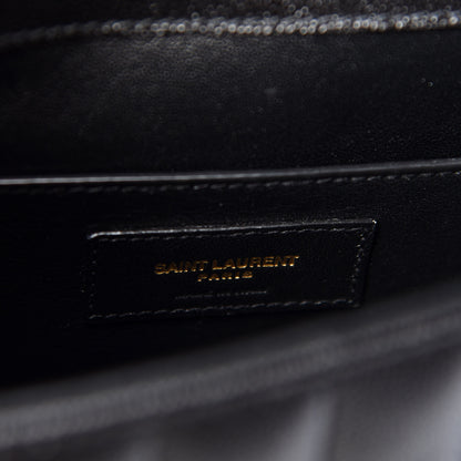 Saint Laurent Grain De Poudre Matelasse Monogram Medium Vicky Chain Bag Black 6 of 9