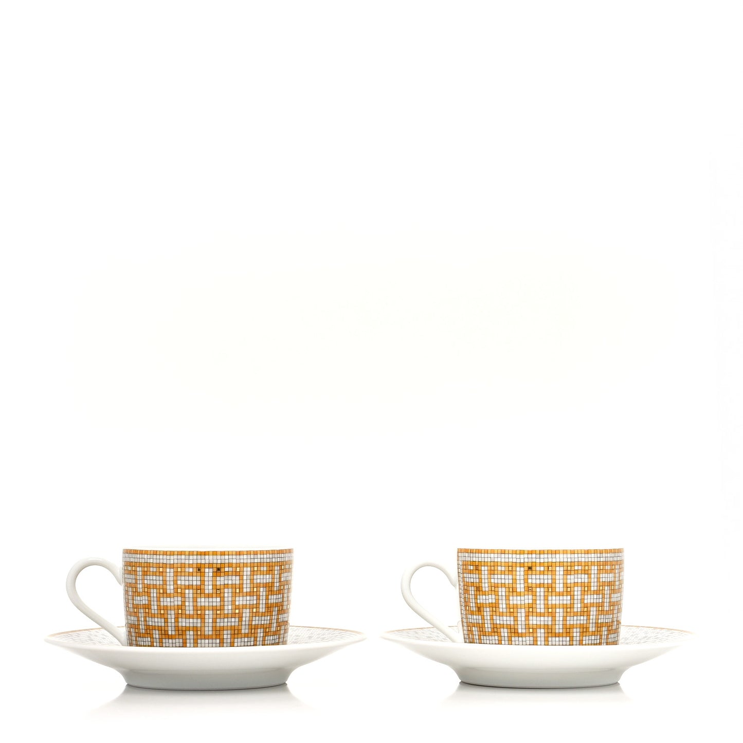 Porcelain Mosaique Au 24 Gold Tea Cup And Saucer Set Of 2