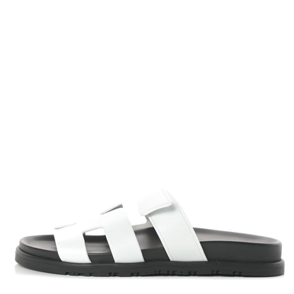 Hermes Calfskin Womens Chypre Sandals 38 White 1 of 7
