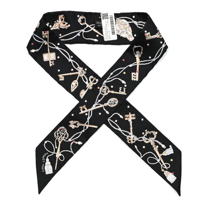 Hermes Silk Les Cles A Pois Twilly Black Beige Rose Multicolor 1 of 3