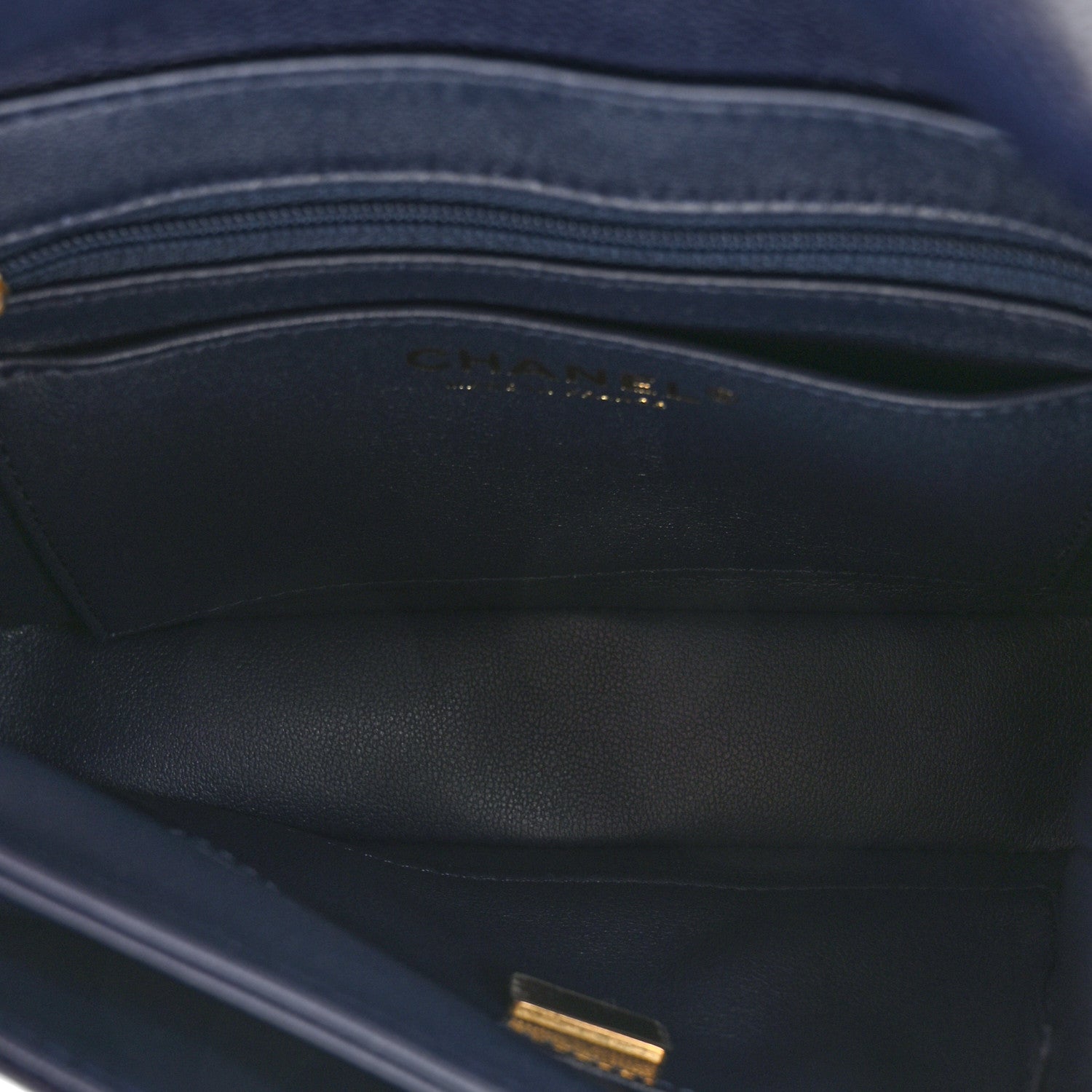 Chanel Shiny Caviar Quilted Mini Top Handle Flap Navy Blue 6 of 11