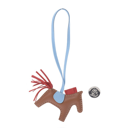 Hermes Milo Lambskin Grigri Rodeo Horse Bag Charm PM Sesame Rouge Indien Celeste 2 of 5