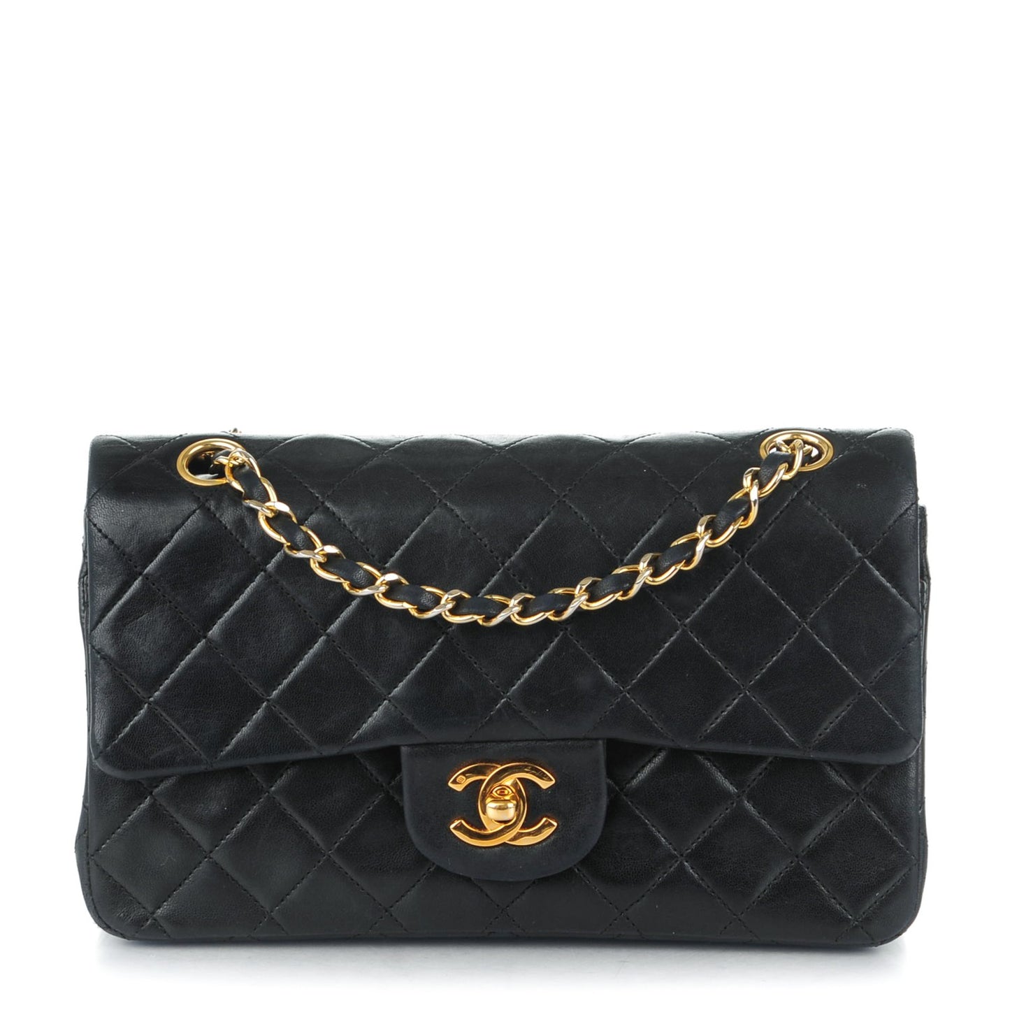 Lambskin Quilted Small Double Flap Black
